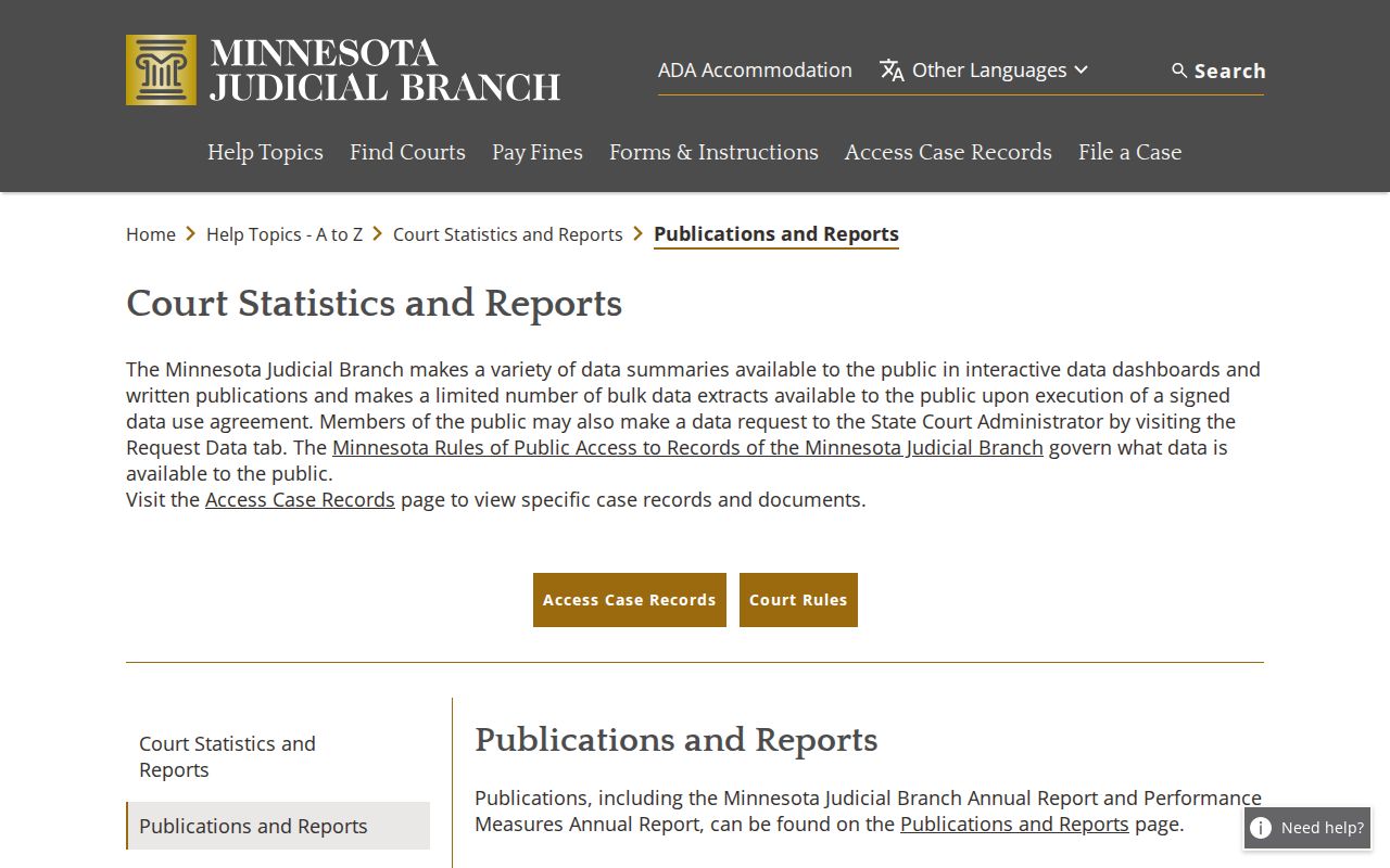 Bemidji court records statistics publication navigation