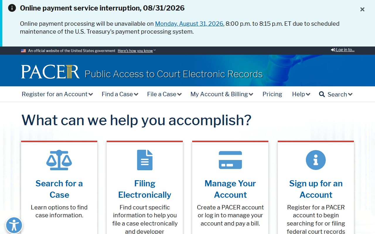 Tenstrike court records PACER federal search boundary